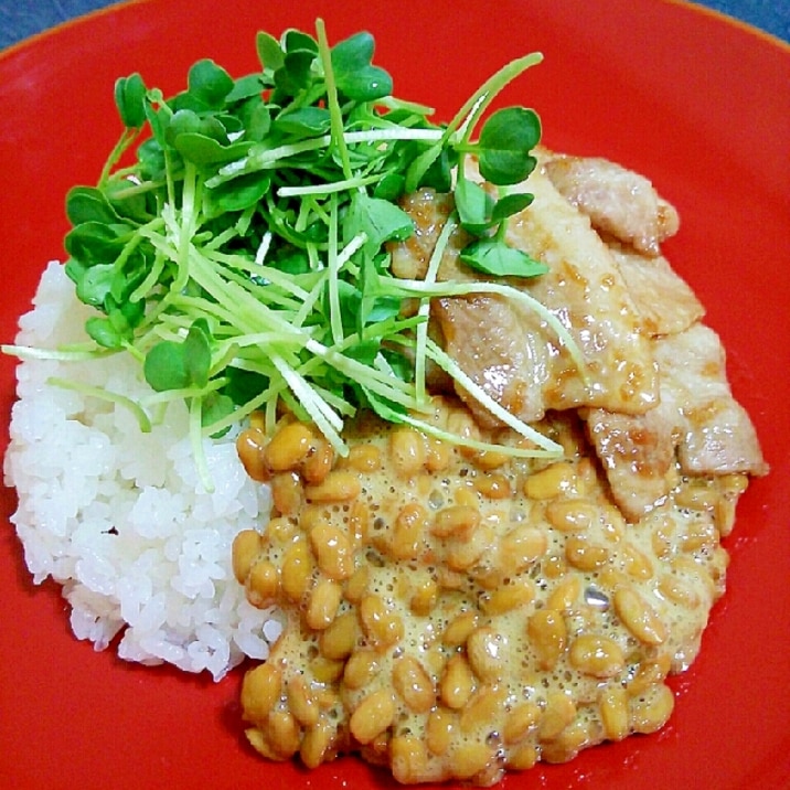 実は意外に美味しい☆甘辛豚肉と納豆の丼